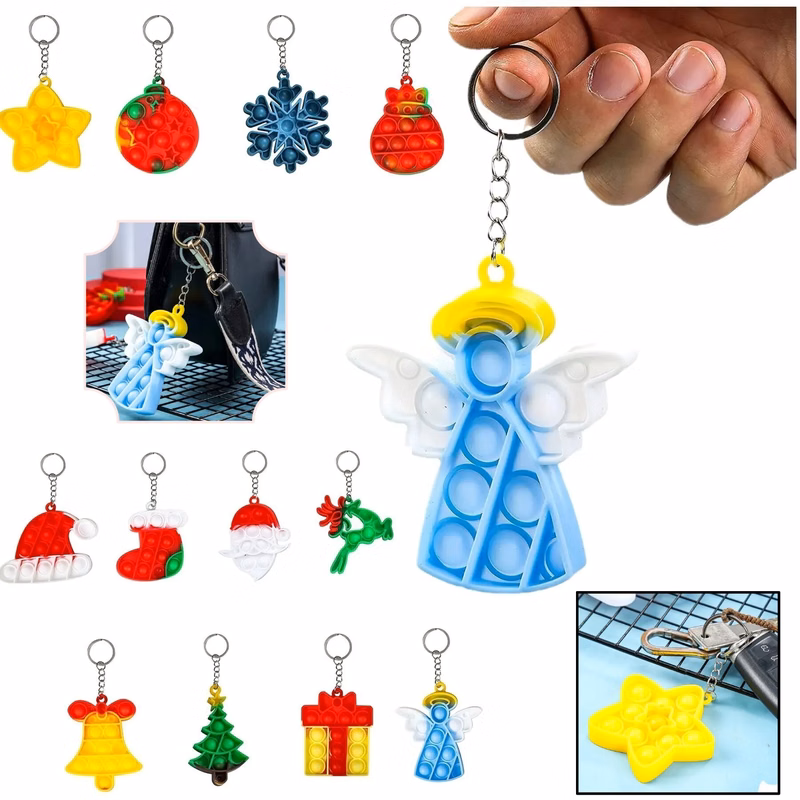 Christmas Series Bubble Push Pop Keychain
