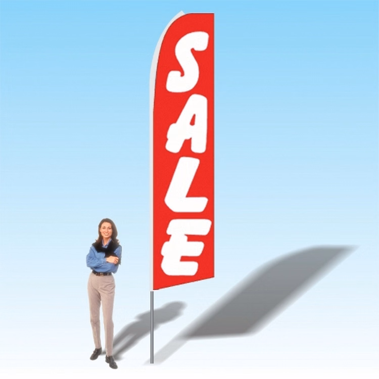 15FT Sale Red and White Advertising Banner Flag