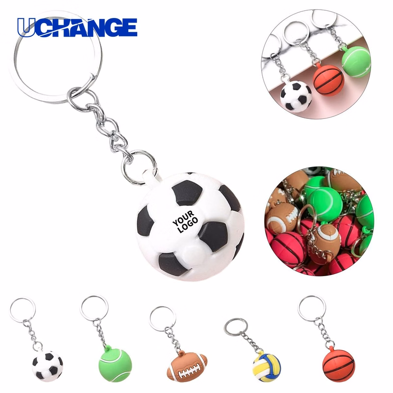 PVC Football Key Ring Charm 1.5" x 1.1"