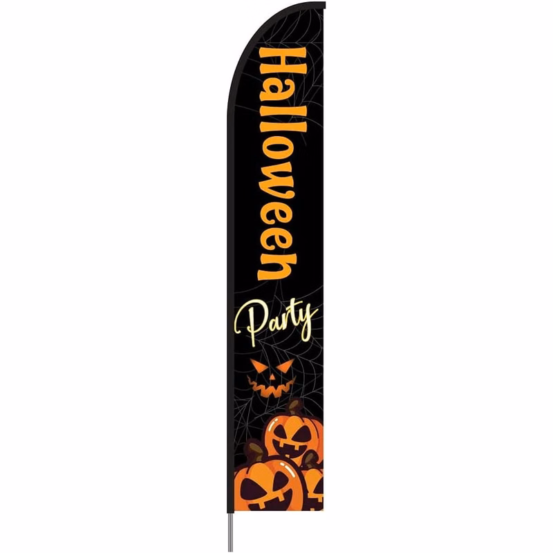 Halloween Party Decorations Sign Feather Flag Swooper Banner Pole Kit Outdoor Store Display, 15ft