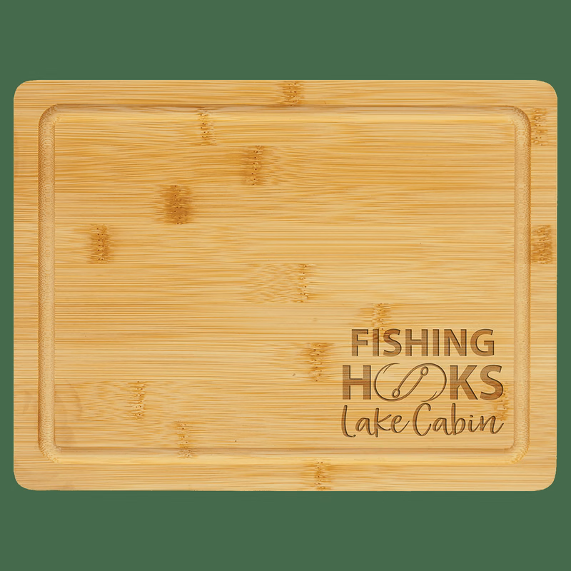 11 1/2" x 8 3/4" Multi Brown Bamboo Cutting Board with Drip Ring