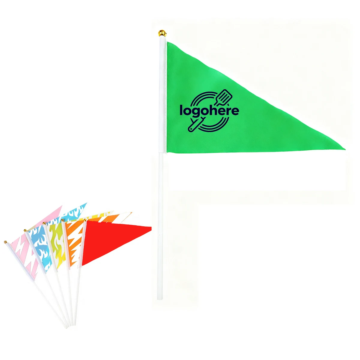 MOQ 100 Personalized Polyester Triangle Hand Flag 1