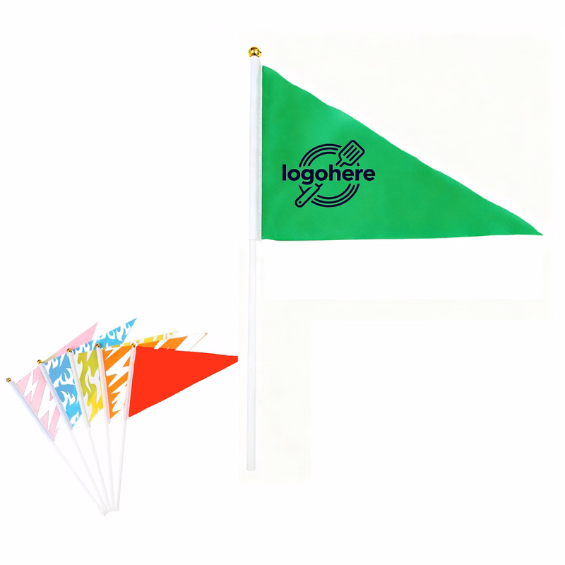 MOQ 100 Personalized Polyester Triangle Hand Flag