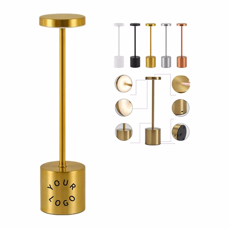 Slim Metal Lamp with Rechargeable Battery and LEDs