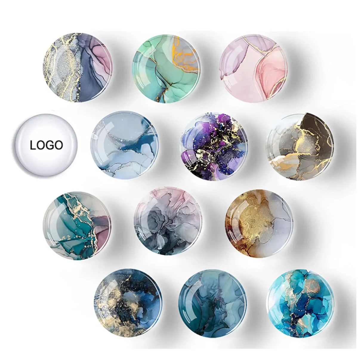 2" Custom Crystal Glass Round Refrigerator Magnets 1