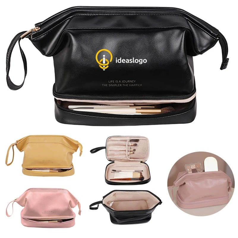 PU Leather Double Layer Cosmetic Bag 1