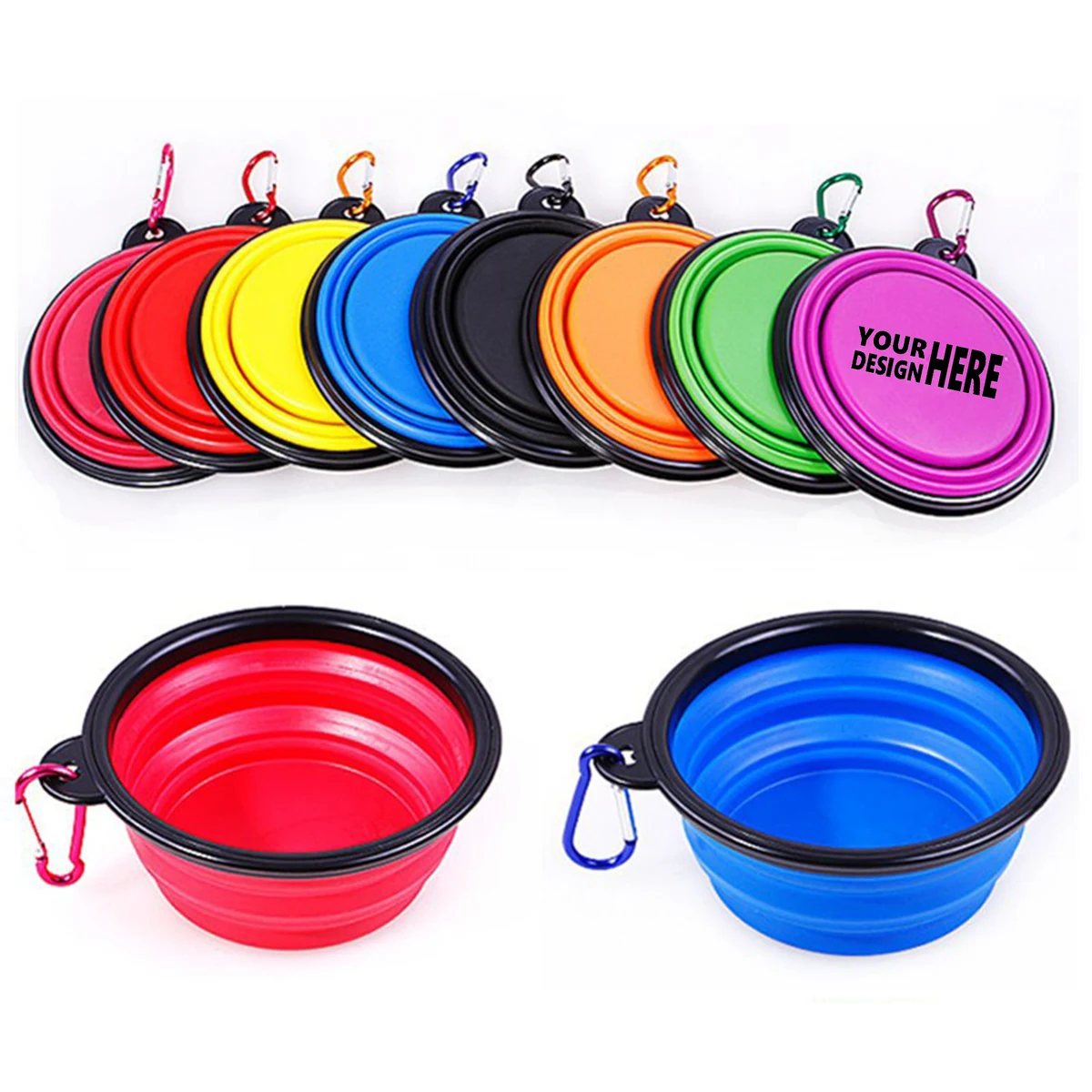 Full Color Collapsible Pet Dog Bowls MOQ 50 PCS 1