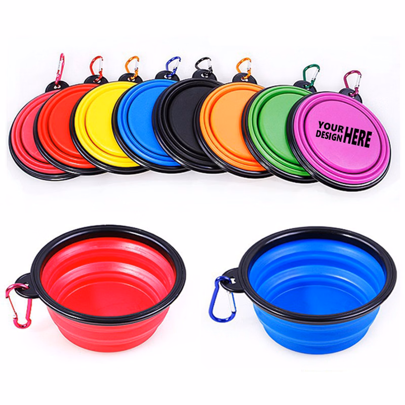 Full Color Collapsible Pet Dog Bowls MOQ 50 PCS