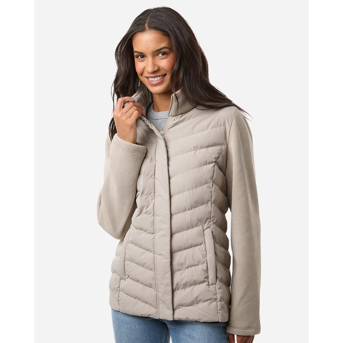 Women's Mixed Media Chevron Jacket - W26719 1