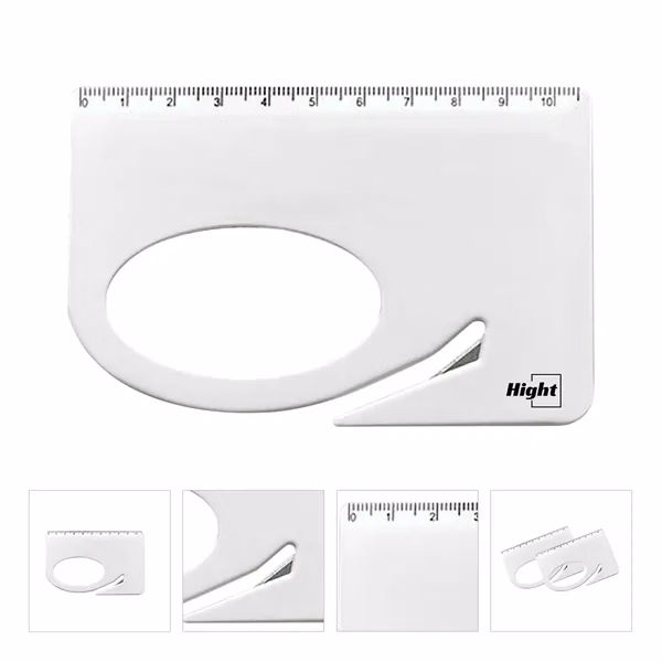 Custom Plastic Multi-Tool 3x Magnifier & Letter Opener Ruler — Office Desk Item