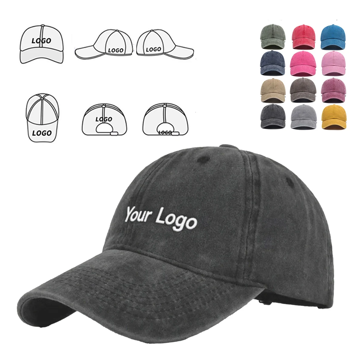 Adjustable Washed Cotton Cap 1
