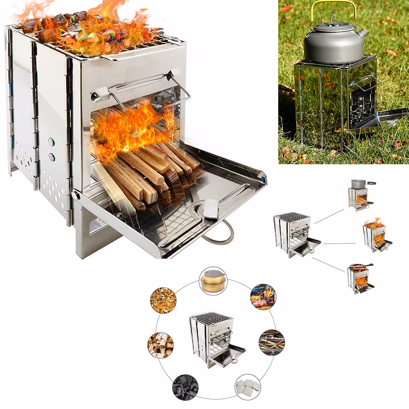 Camping Wood Stove With Grill