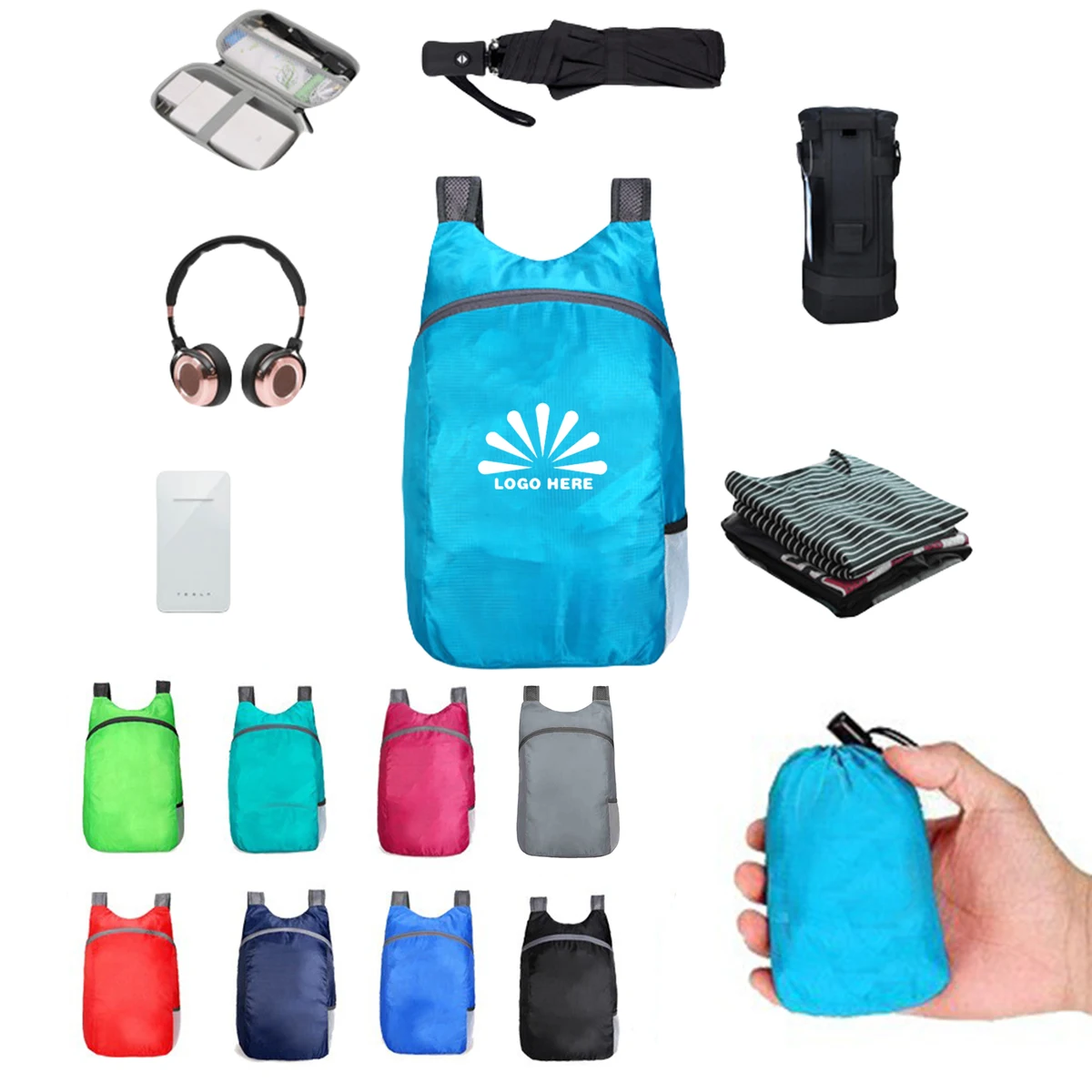 MOQ10 Foldable Travel Packable Backpack 1