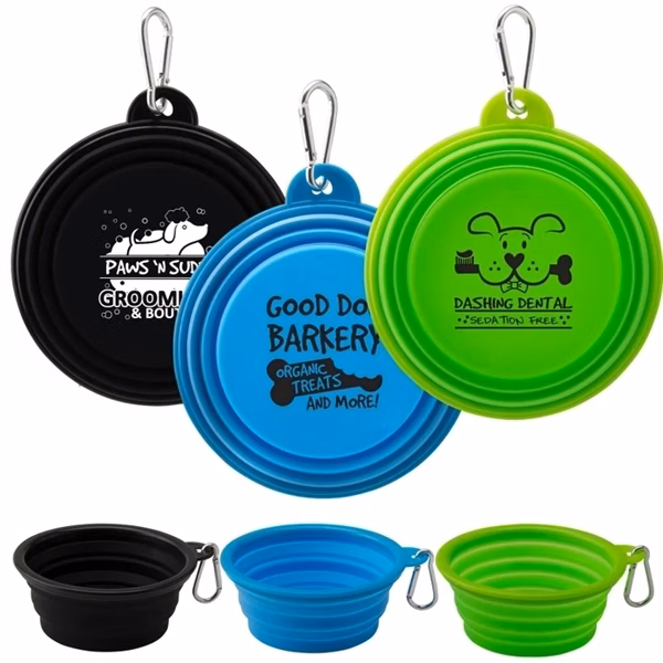 Custom 1.77 Inch Foldable Silicone Pet Bowls — Portable Travel & Outdoor Pet Care Gear