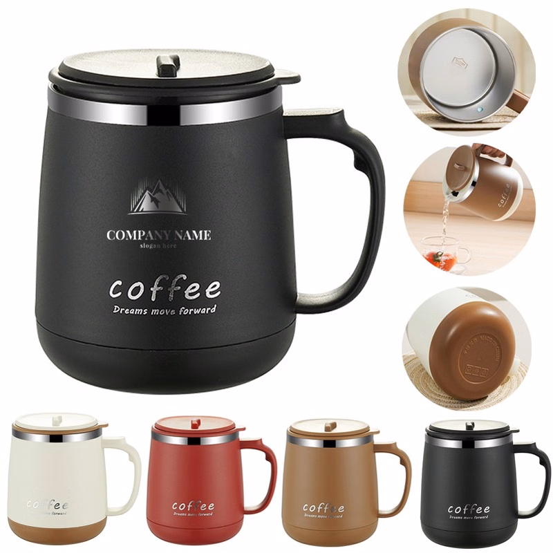 16oz Coffee Mugs With Sliding Lid And Handle