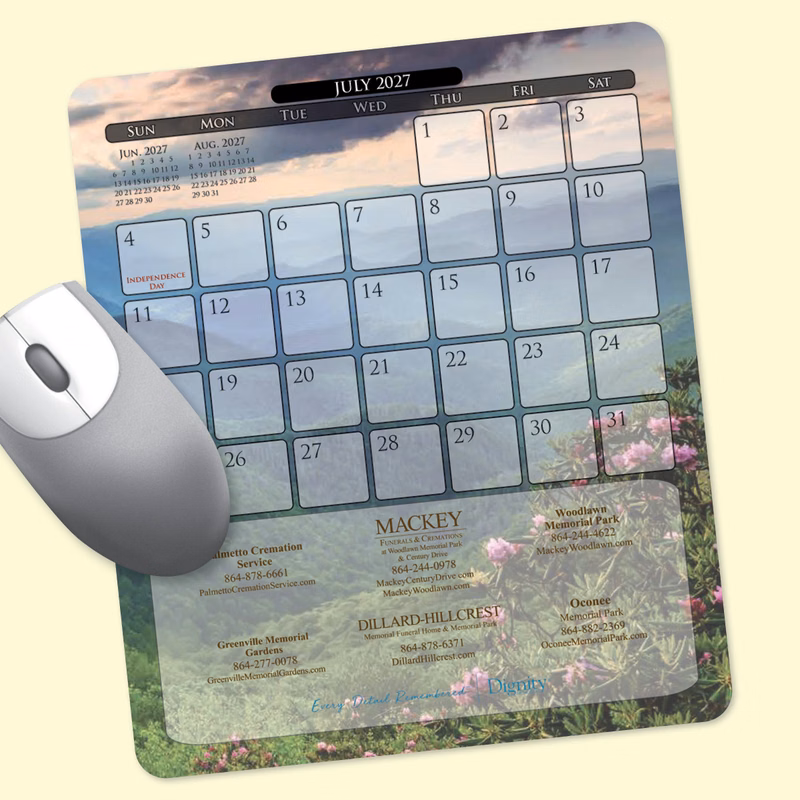 MousePaper Calendar 12 Month 7.25"x8.5"x.015" Mouse Pad