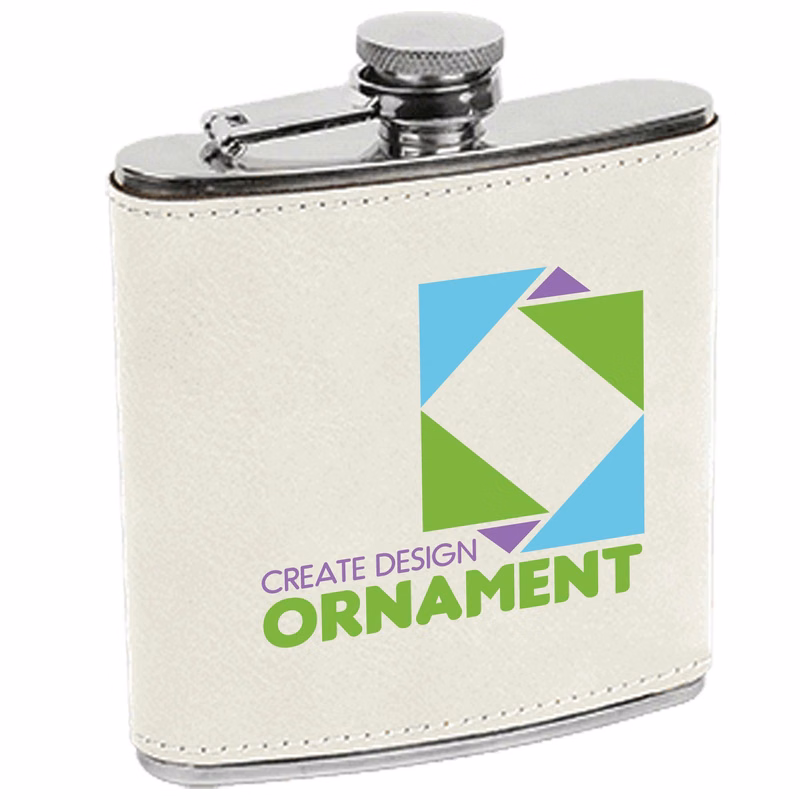 White Leatherette Stainless Steel Flask