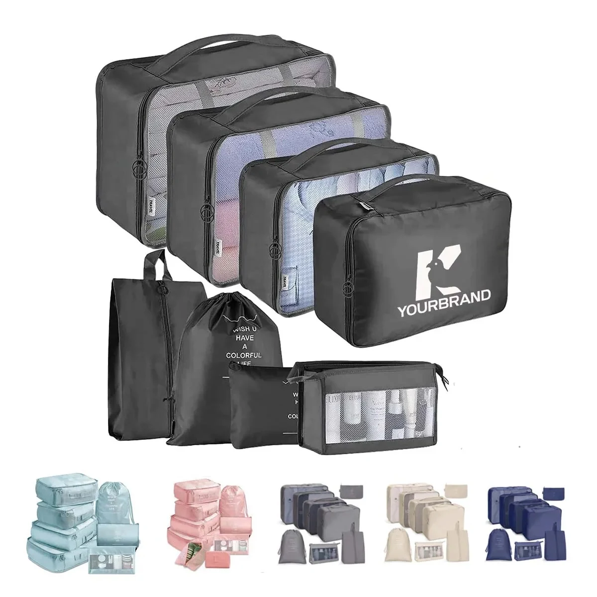 8pcs Waterproof Mesh Travel Luggage Packing Organizer 1