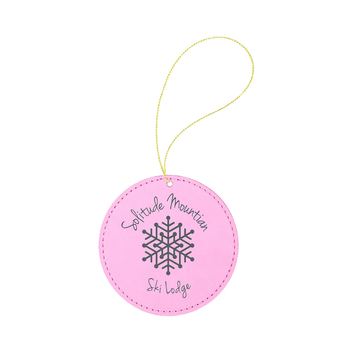 Pink Leatherette Round Ornament 1