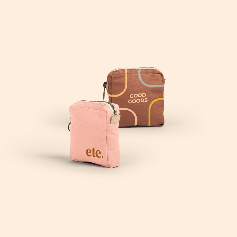 MOD POUCH SMALL - COLORED CANVAS WITH LEATHER TAB
