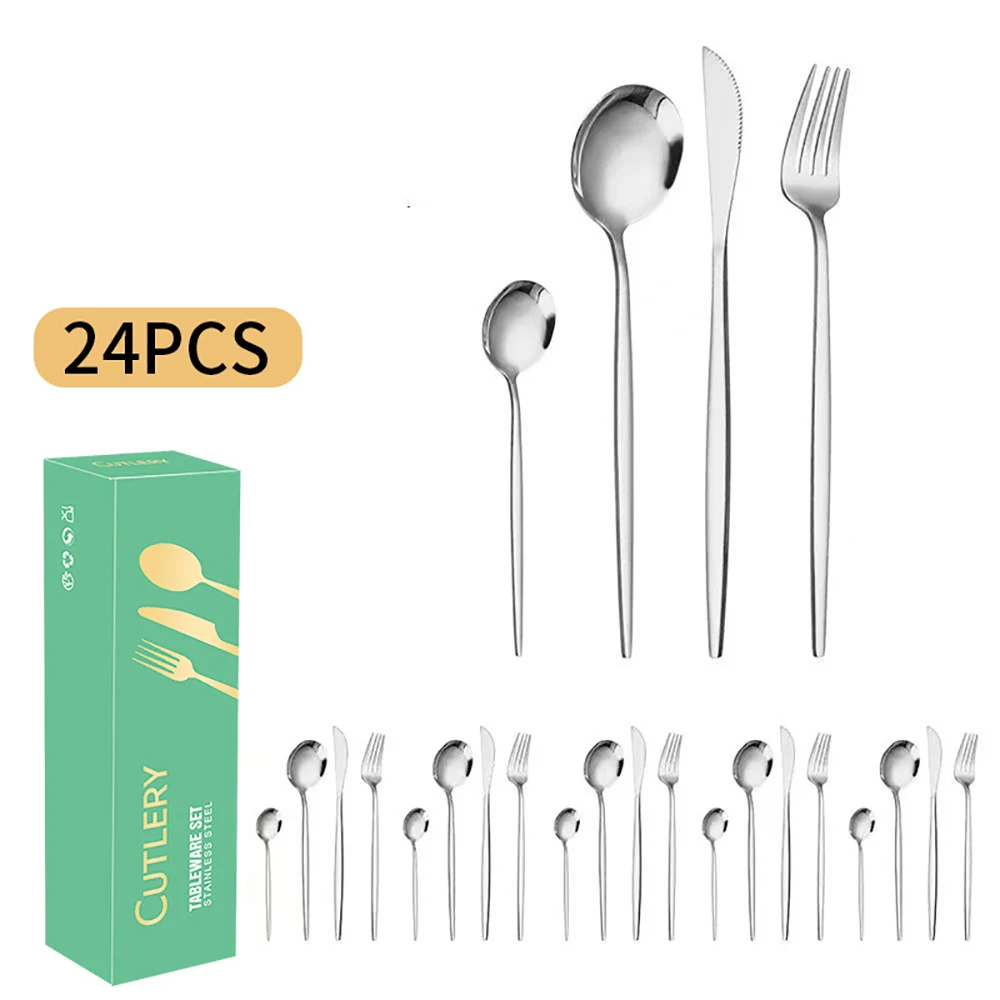 24PCS Stainless Steel Cutlery Gift Box For 6 1