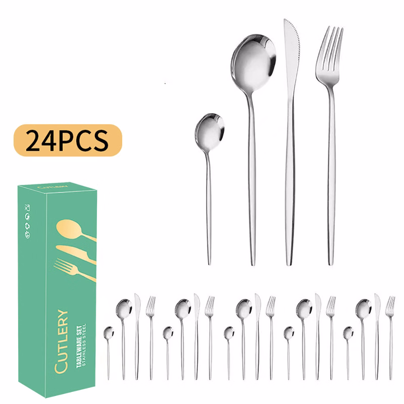 24PCS Stainless Steel Cutlery Gift Box For 6