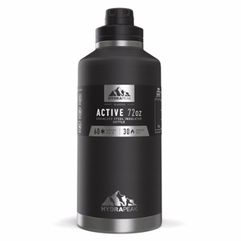 72 oz Hydrapeak® Stainless Steel Insulated Active Water Bottle w/ Chug Lid