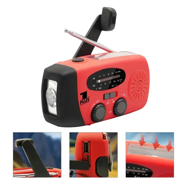 Emergency Solar Hand Crank NOAA Radio LED Flashlight 1