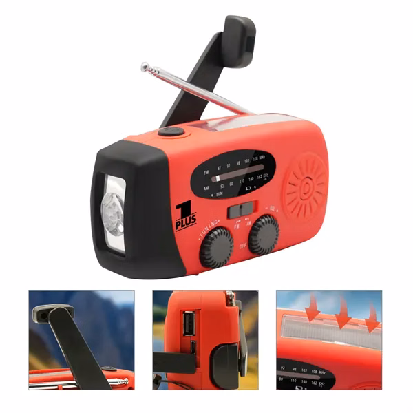 Emergency Solar Hand Crank NOAA Radio LED Flashlight