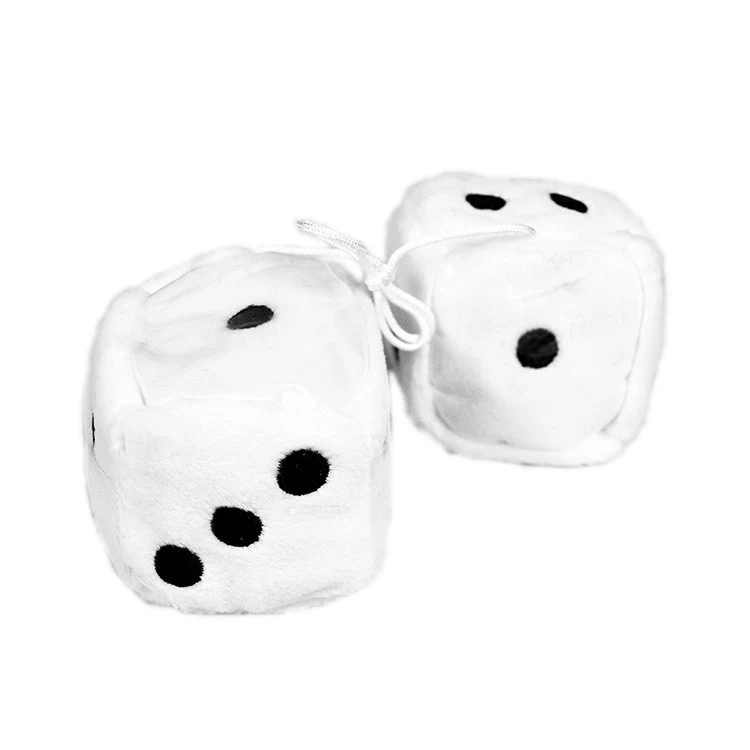 1.5" Dice-White Fuzzy 1