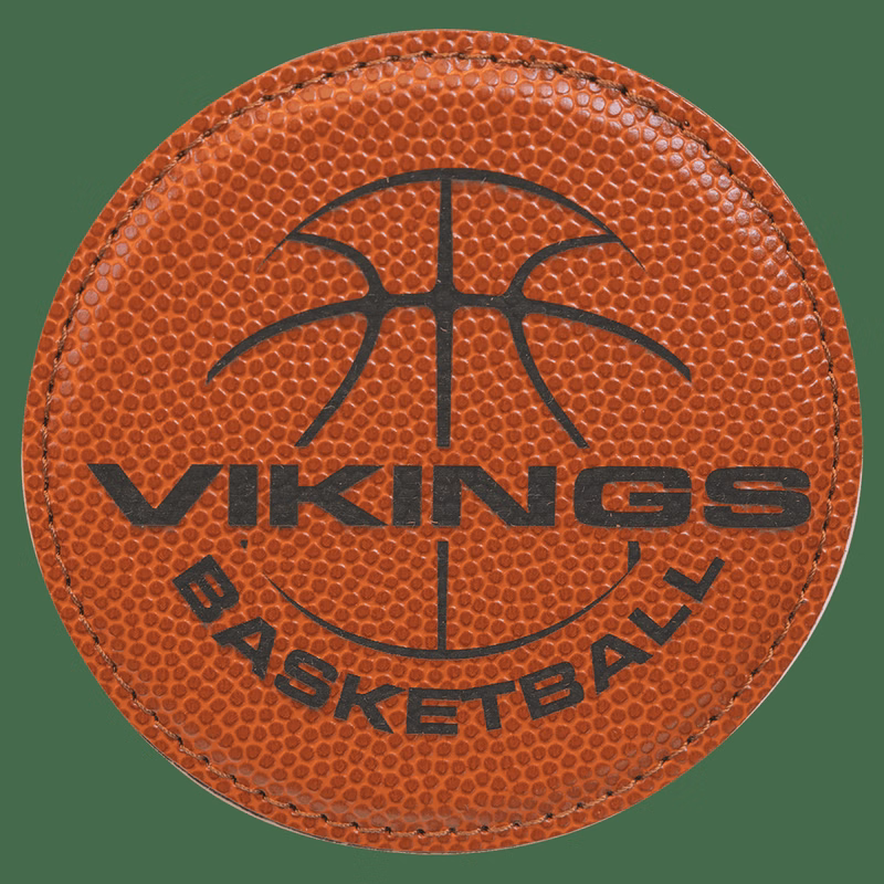 4" Round Basketball Leatherette Coaster