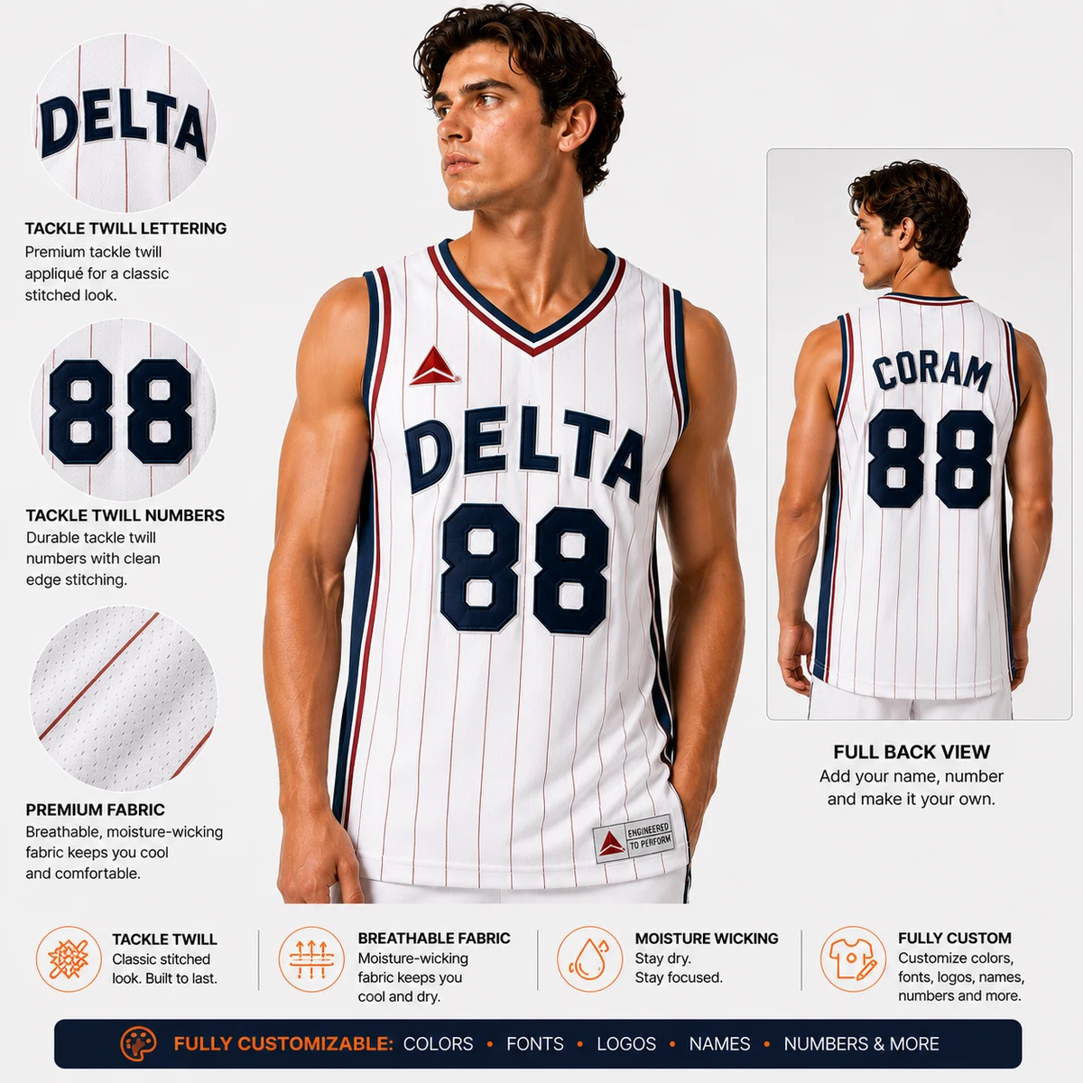 UPHILL™ Tackle Twill Basketball Jersey 1