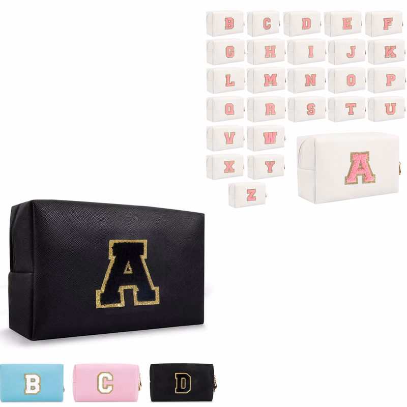 26 Embroidered Letter Wash And Makeup Bag