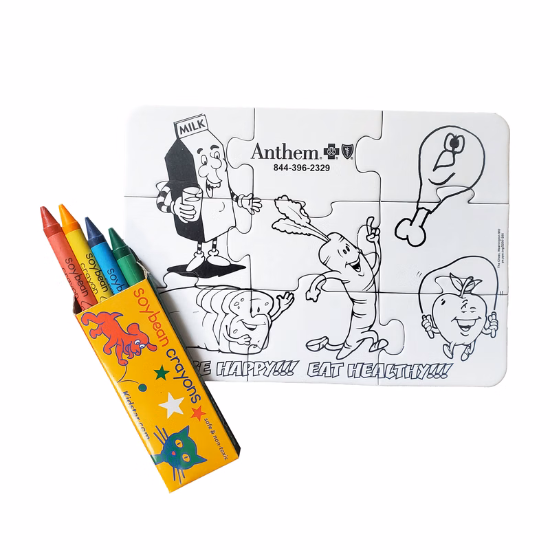9 Pieces - 5" x 7" Coloring Puzzle - Healthy Eating