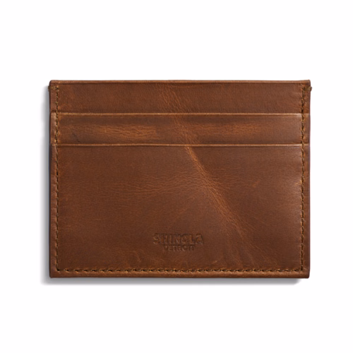 Shinola Five Pocket Card Case - Medium Brown Navigator Leather