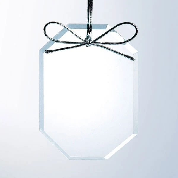 Beveled Clear Glass Ornament - Long Octagon 1