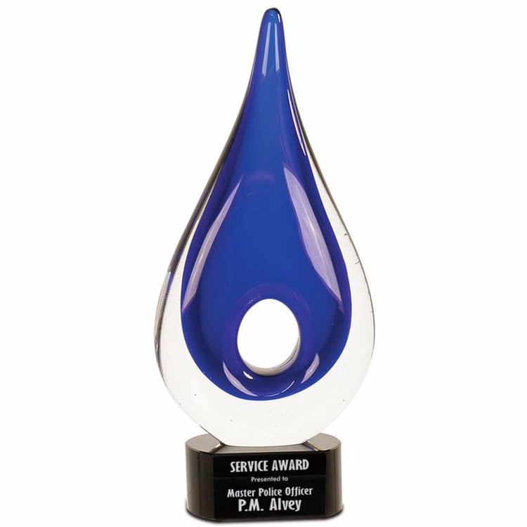 Blue Hole Rain Drop Art Glass
