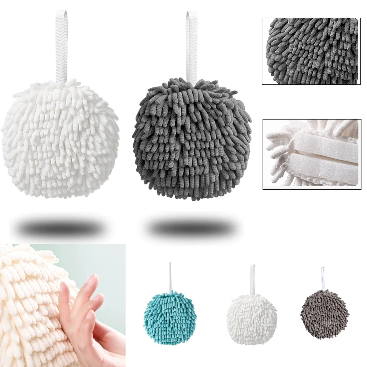 Bath Hand Drying Puff Towel Balls 1