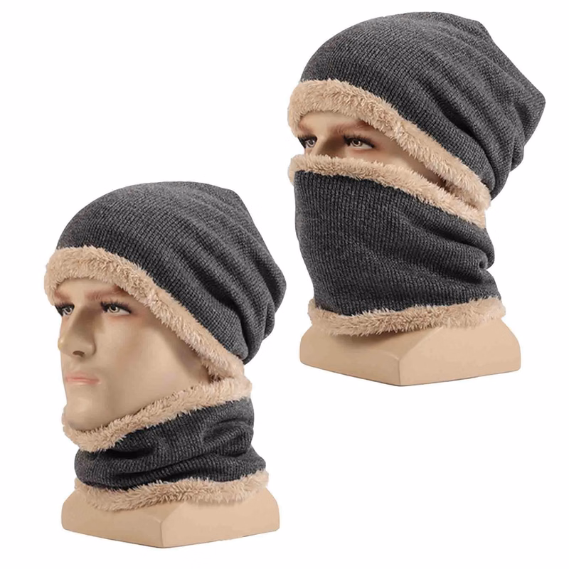 Winter Beanie Warm Hat Set with Neck Warmer Scarves