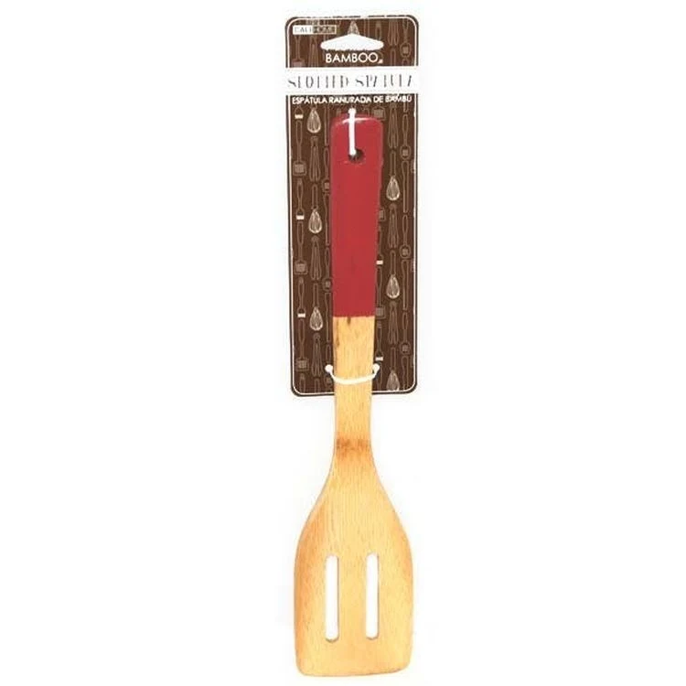 Bamboo Slotted Spatula - Red 1