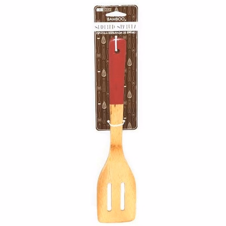 Bamboo Slotted Spatula - Red