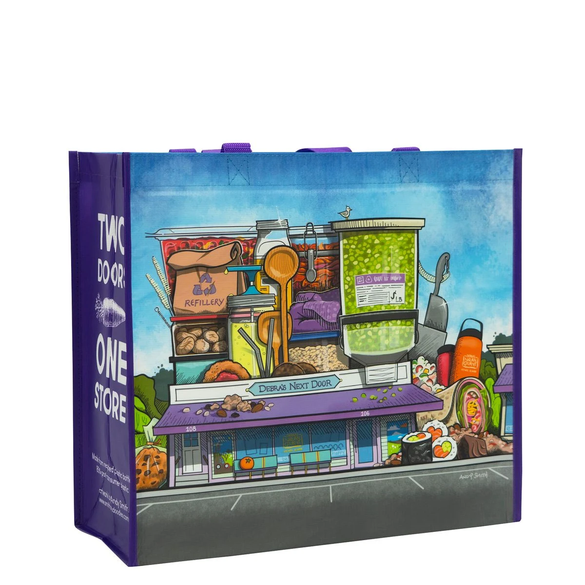 Custom Full-Color 145g Laminated RPET (recycled from plastic bottles) Shopping Bag 15.5"x14"x7" 1