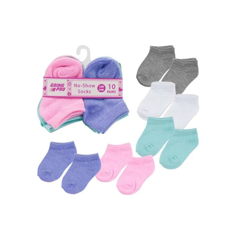 Girls' No-Show Socks - 4 Colors 12-24M 10 Pk 1