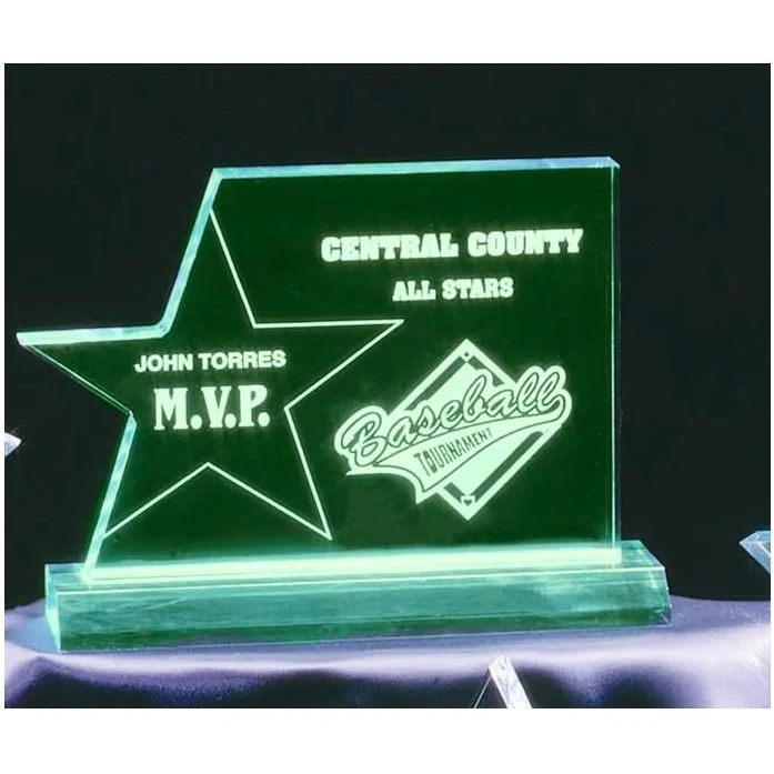 7 1/4" x 5 1/4" Jade Star Page Acrylic Award on Base 1