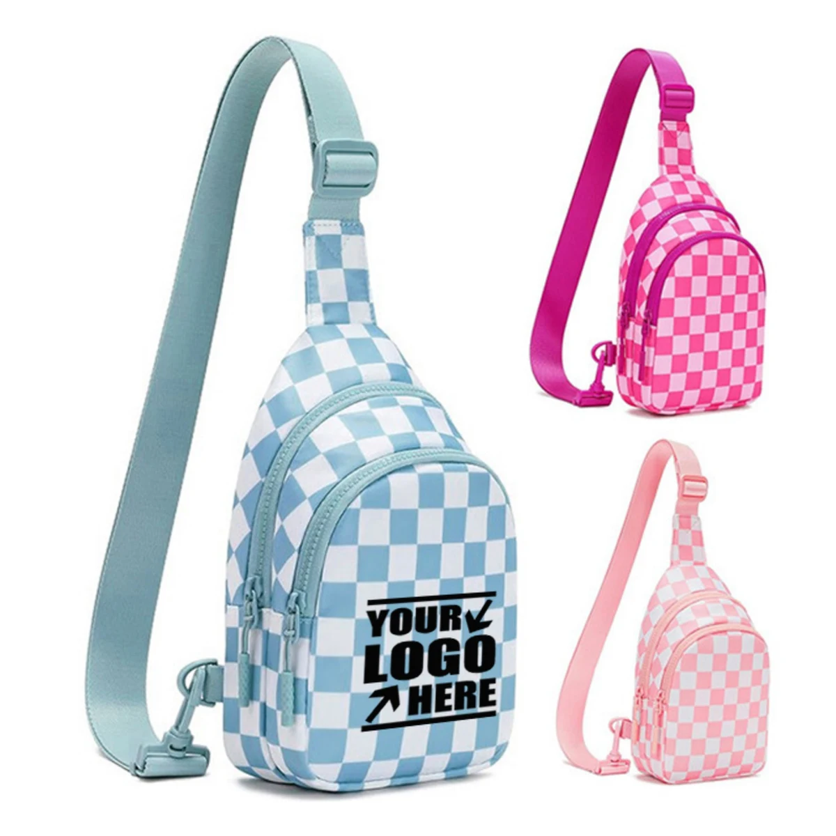 Outdoor Nylon Chest Bag With Grid Pattern 1
