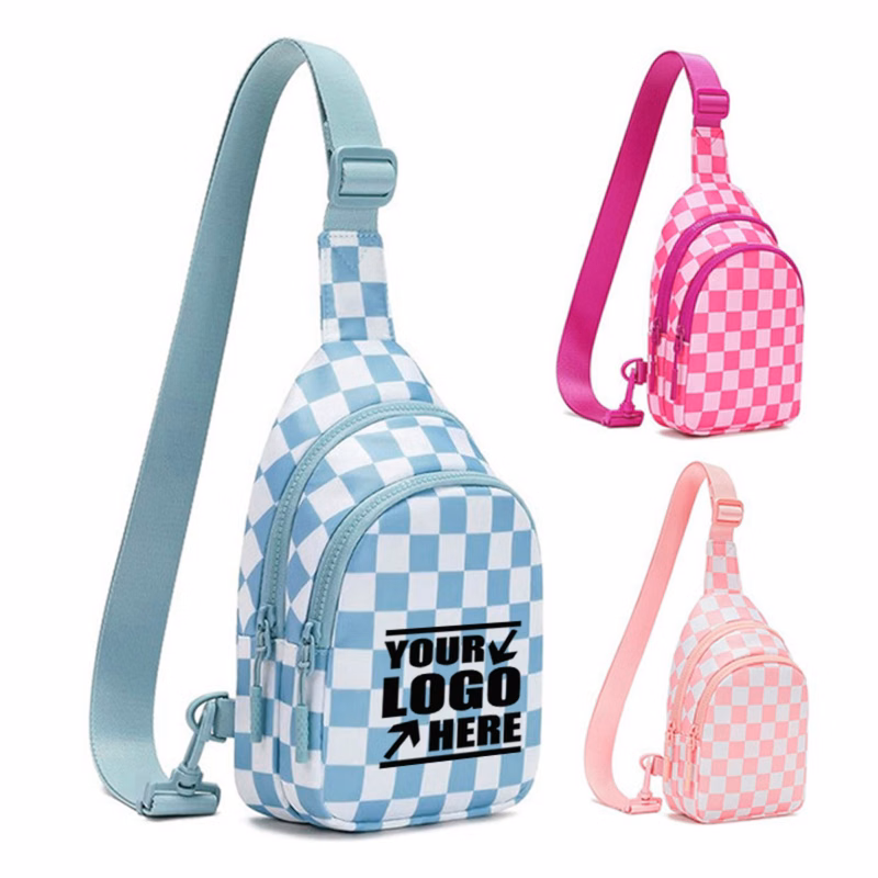 Outdoor Nylon Chest Bag With Grid Pattern