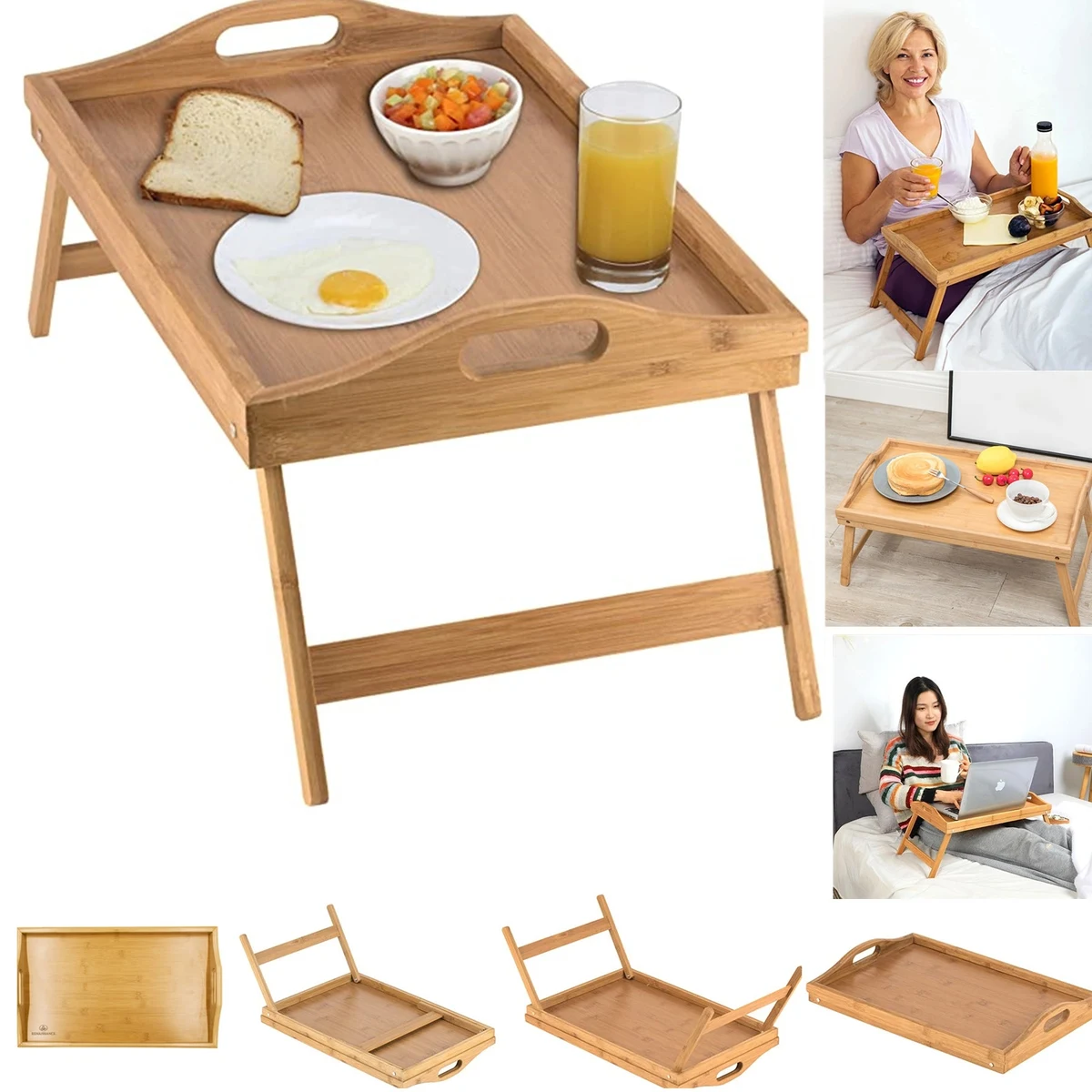 Collapsible Bamboo Bed Tray 1