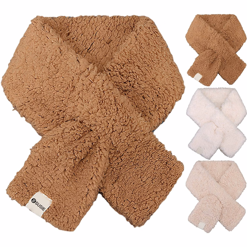 Winter Soft Lamb Wool Neck Warmer Scarf
