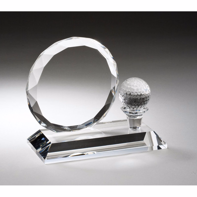 Crystal Golf Ball And Faceted Circle 6" X 5¼"