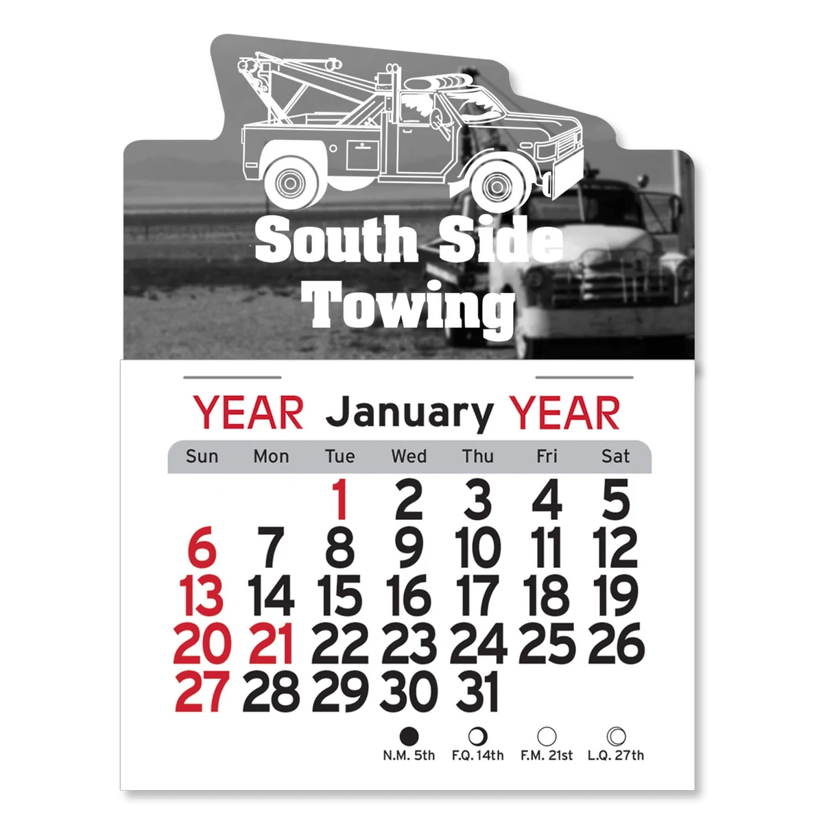 Adhesive Peel-N-Stick® Calendar - Tow Truck 1